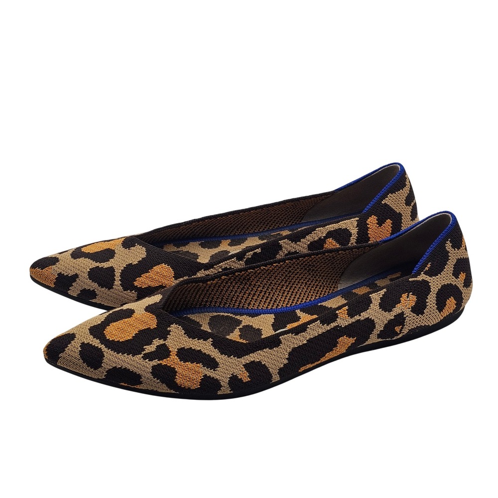 Rothy's Leopard Print Pointed Toe Flats in Tan, Black, Gold